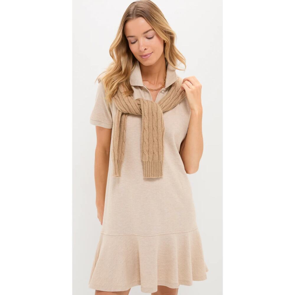 Tuckernuck Beige Polo Mini Dress with Camel Cable Sweater